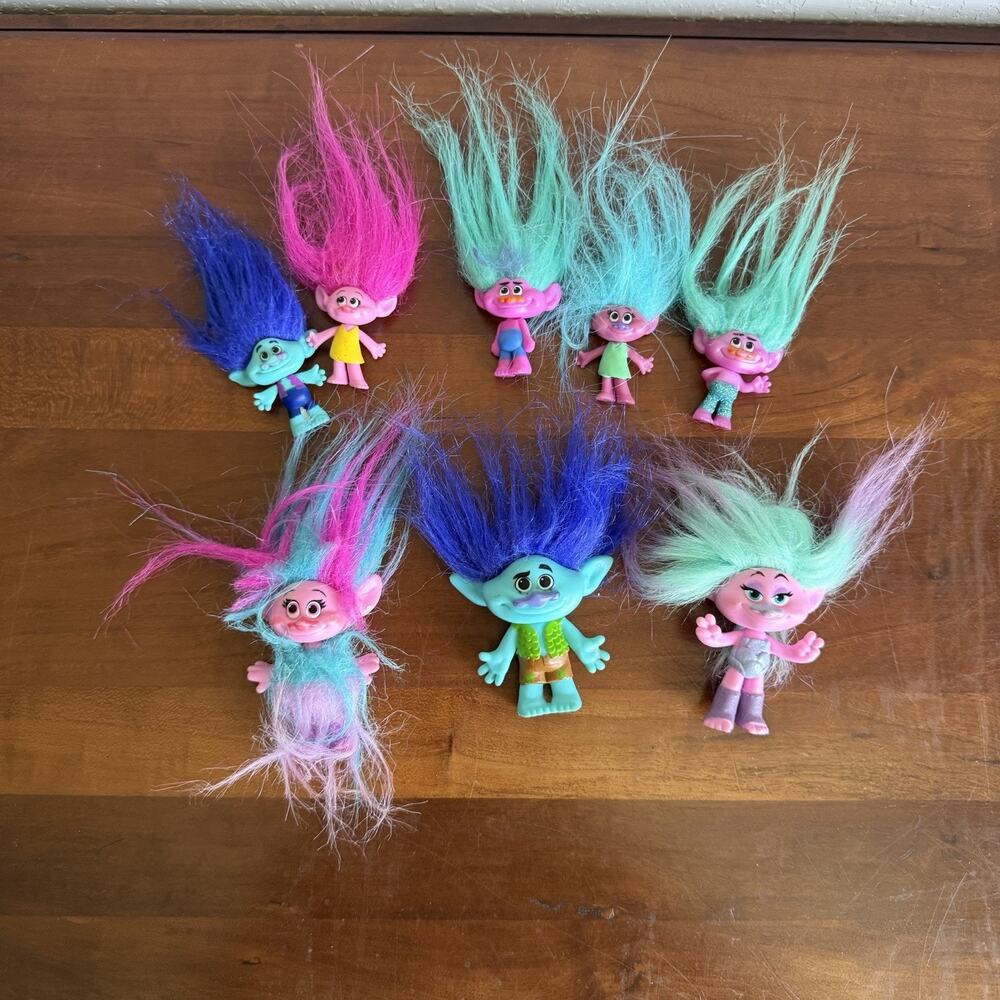Hasbro Disney Pixar Trolls Lot of 8 Figures Dolls 2016 Various Sizes Kidcore Toy